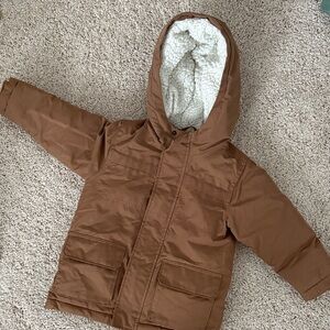 Old Navy Kids Tan Hooded Puffer Jacket 3T